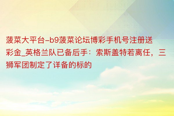 菠菜大平台-b9菠菜论坛博彩手机号注册送彩金_英格兰队已备后手：索斯盖特若离任，三狮军团制定了详备的标的
