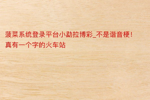 菠菜系统登录平台小勐拉博彩_不是谐音梗！真有一个字的火车站